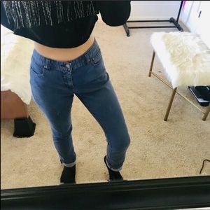 Free people high waisted blue super stretch skinny jeans